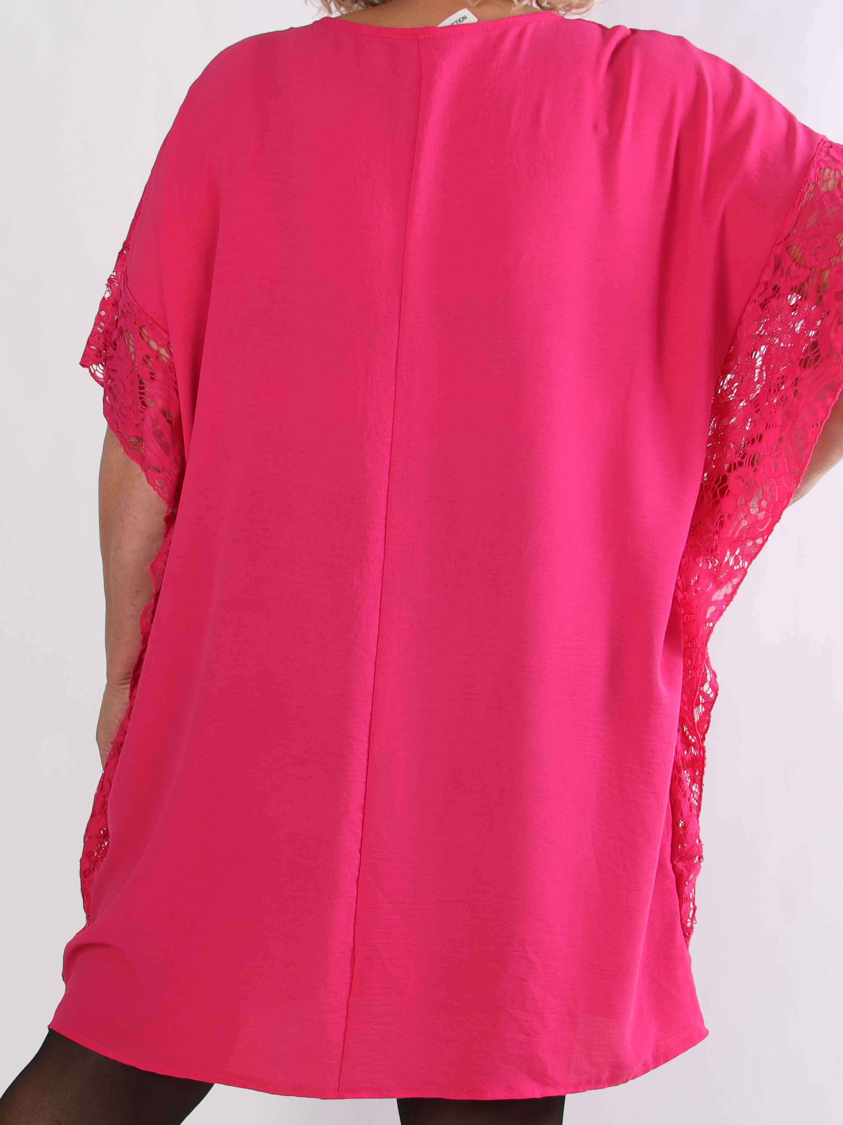 Frazzine - Plus size kjole i løs pasform med blondekant